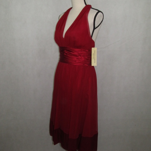 Maggy London Petites Size 6P Red Halter 100% Silk - Picture 4 of 7